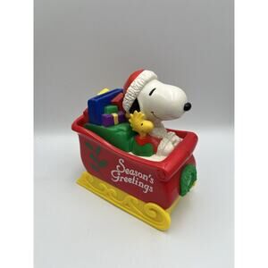 Vintage Whitman’s Candies Christmas Peanuts Snoopy Santa Sled Coin Bank